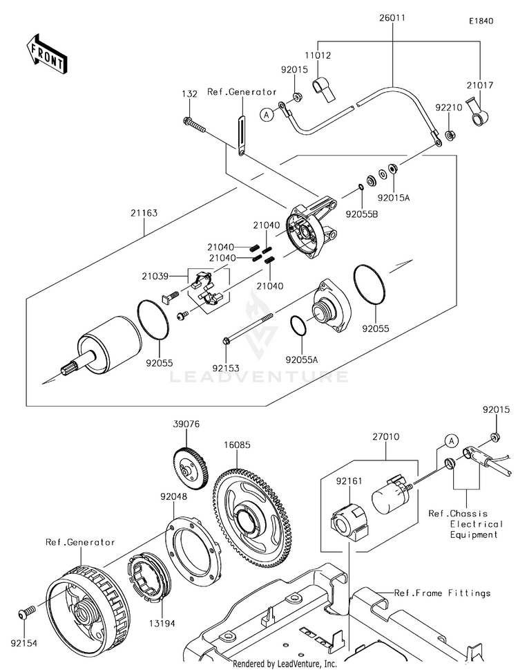 Starter Motor KVF750JGF Brute Force 750 4x4i EPS (2016) Schematic
