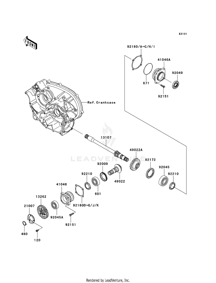 Front Bevel Gear KVF650F8F Brute Force 650 4x4i (2008) Schematic