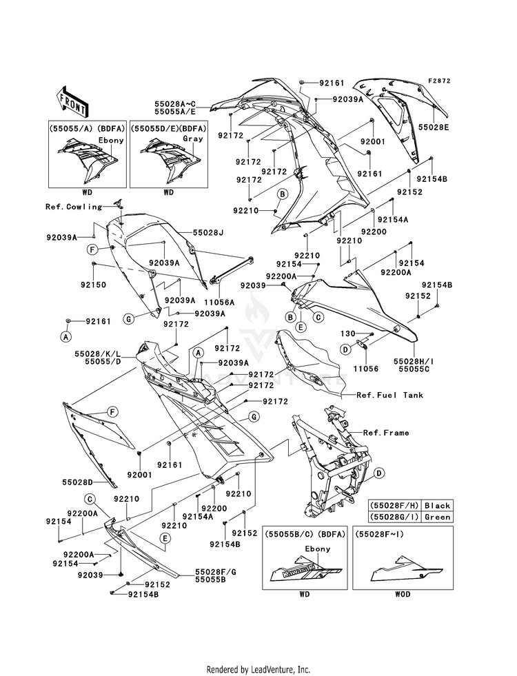 Cowling Lowers (Bdf-Bef) EX300BEF Ninja 300 ABS (2014) Schematic