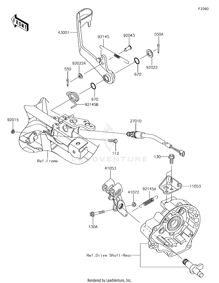 Brake Pedal KVF750LGF Brute Force 750 4x4i (2016) Schematic