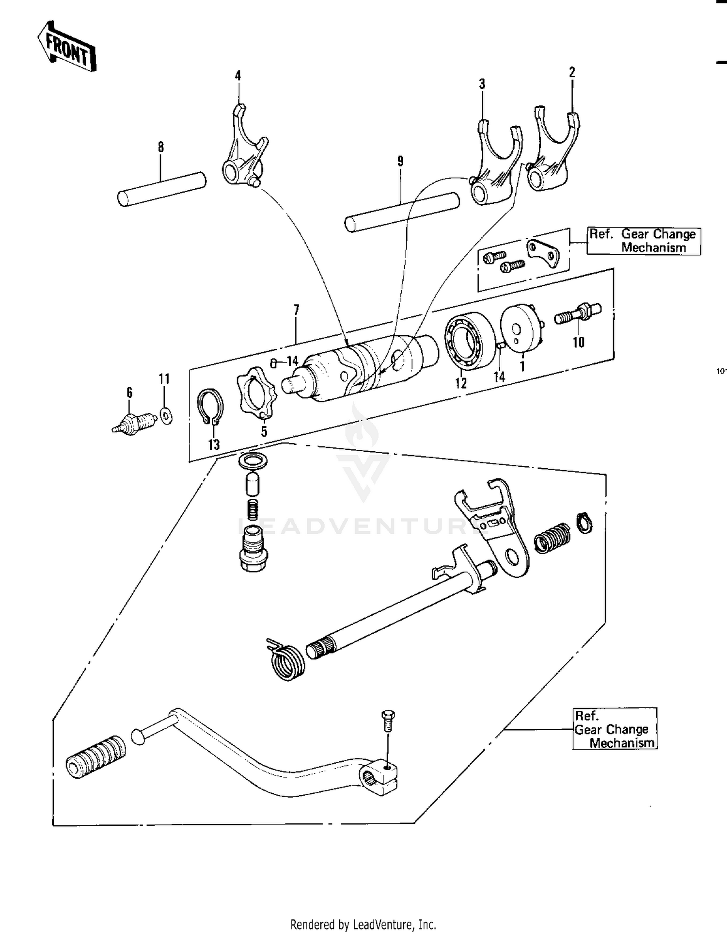 GEAR CHANGE DRUM & FORKS ('82 A1)
