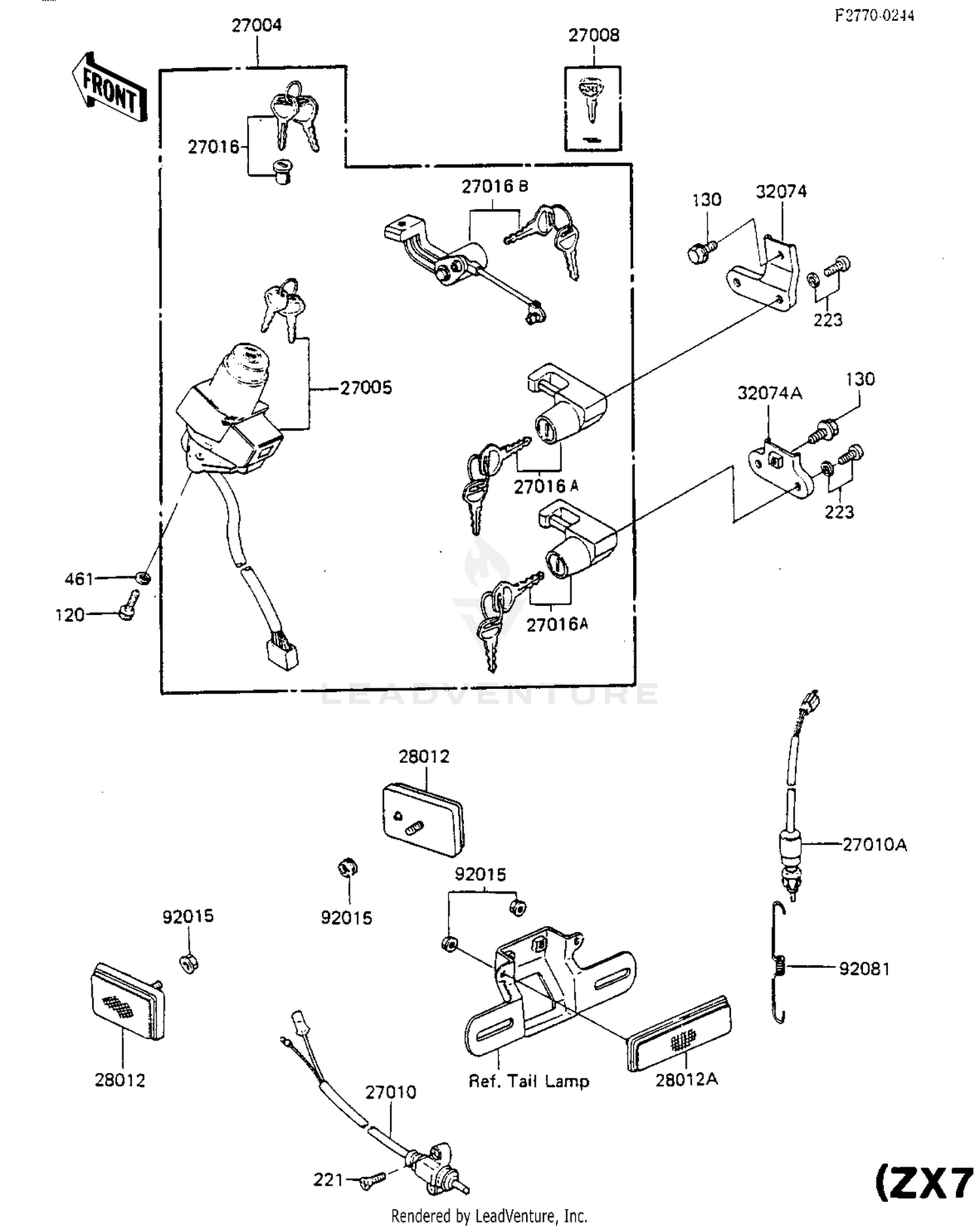 IGNITION SWITCH/LOCKS/REFLECTORS (ZX750-