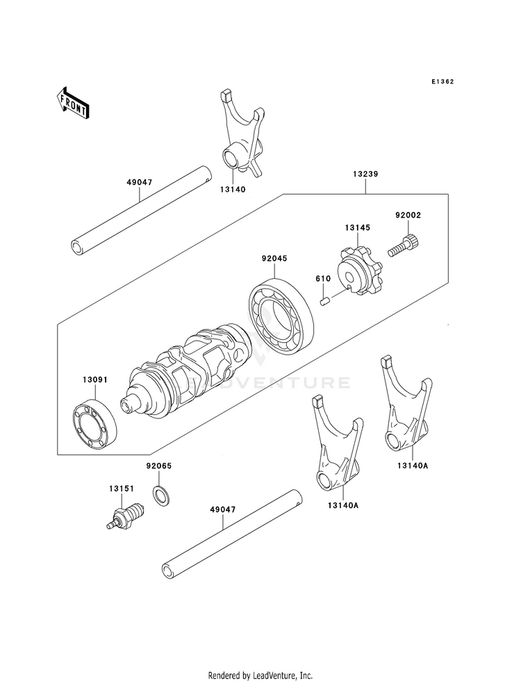 Gear Change Drum/Shift Fork(S) Schematic
