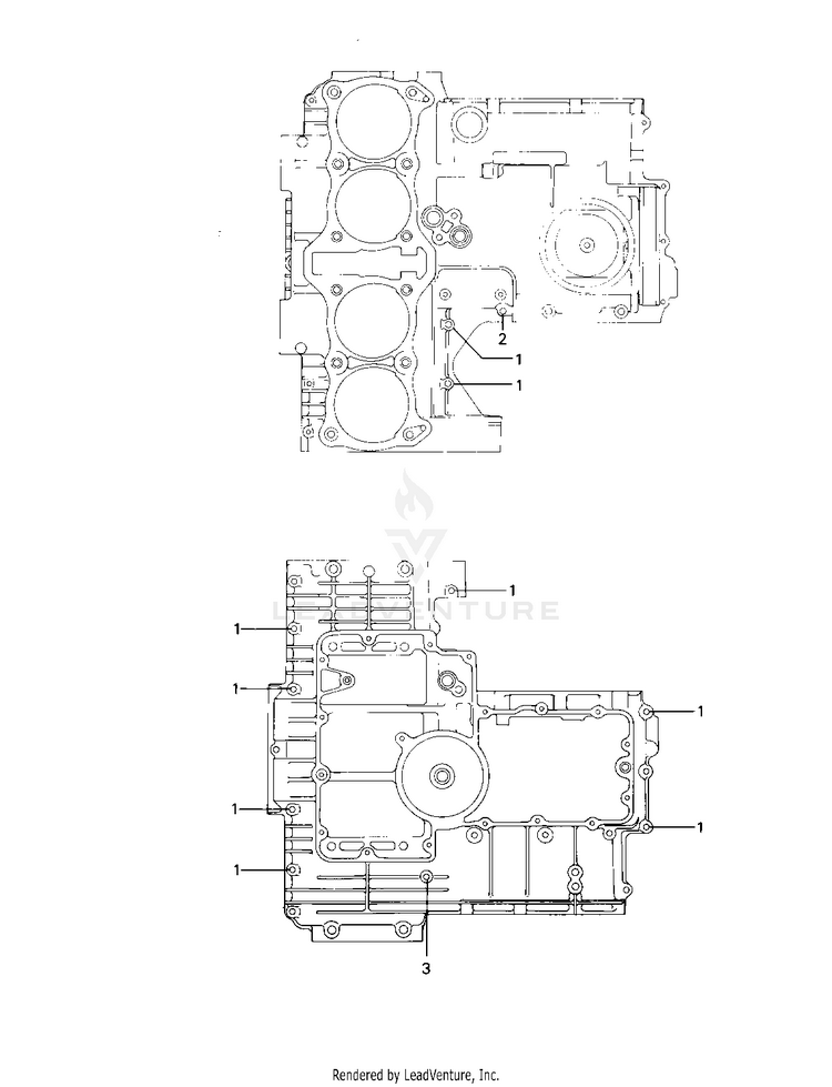 Crankcase Bolt & Stud Pattern Schematic
