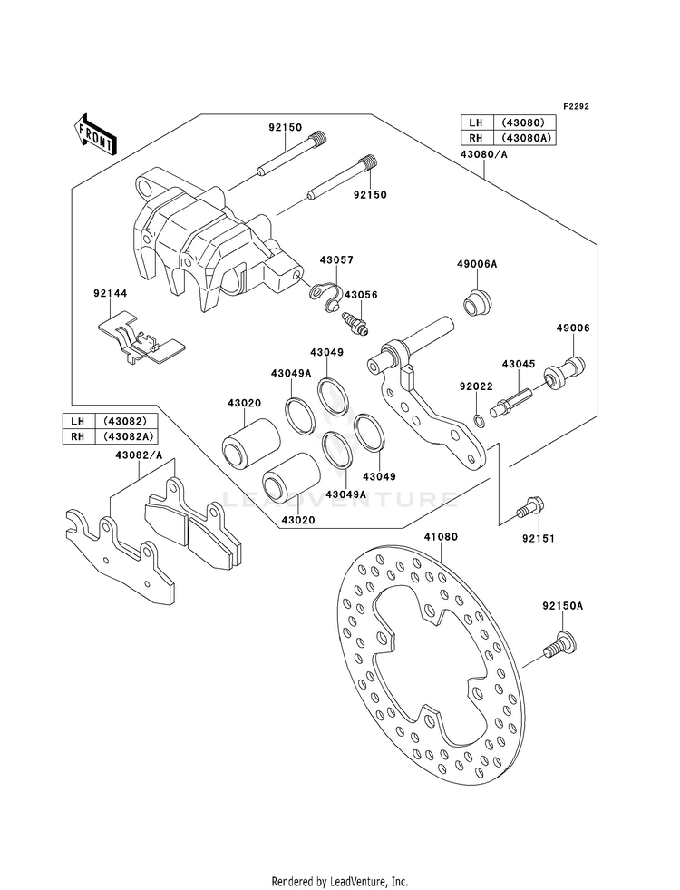 Front Brake KVF750D8F Brute Force 750 4x4i (2008) Schematic