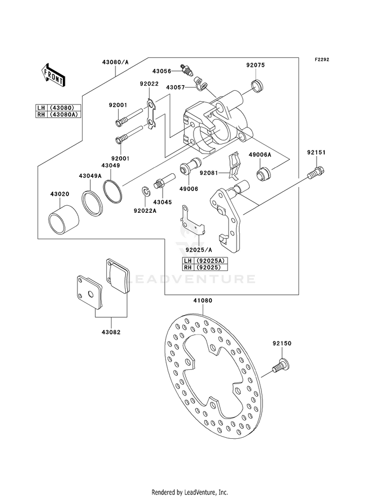 Front Brake KVF360CAF Prairie 360 4X4 Realtree APG HD (2010) Schematic