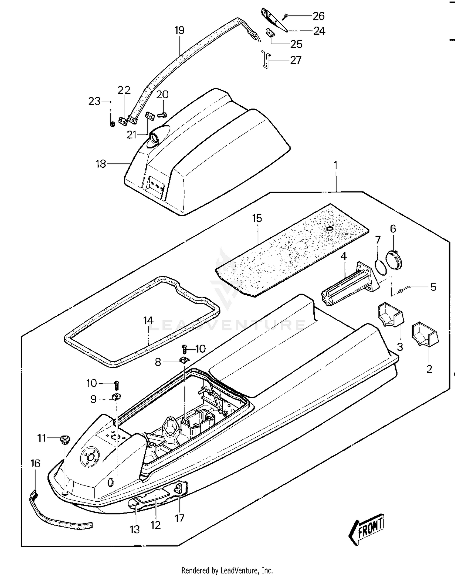 HULL/ENGINE HOOD ('82-'83 JS440-A6/A7)