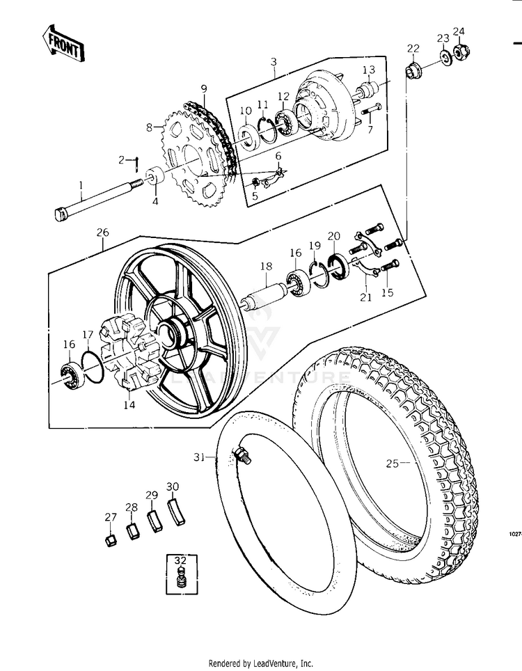 Rear Wheel/Tire/Hub/Chain ('79-'81 C2/C3 Schematic