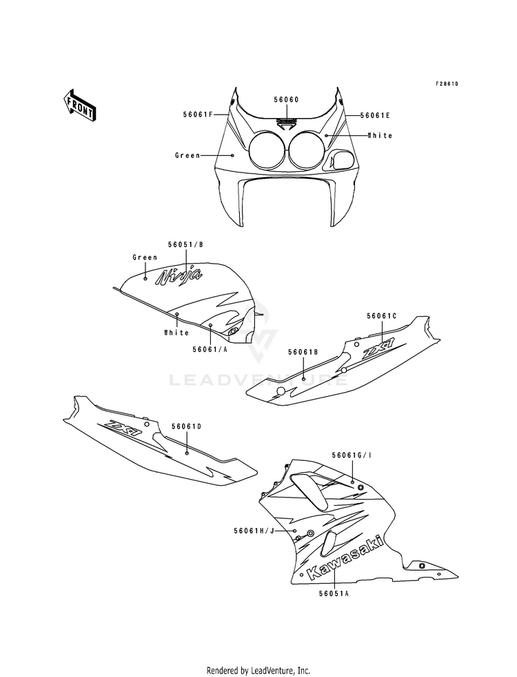 Decals (Green/White)(Zx750-L3) Schematic