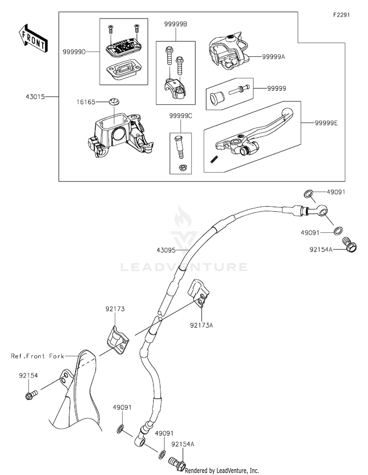 Front Master Cylinder KX450MRFAN KX450 50th Anniversary Edition (2024) Schematic