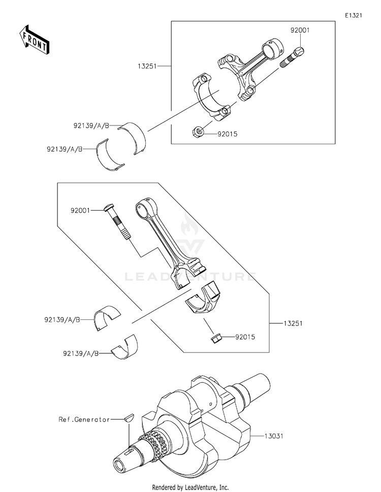 Crankshaft KVF750GLF Brute Force 750 4x4i EPS (2020) Schematic