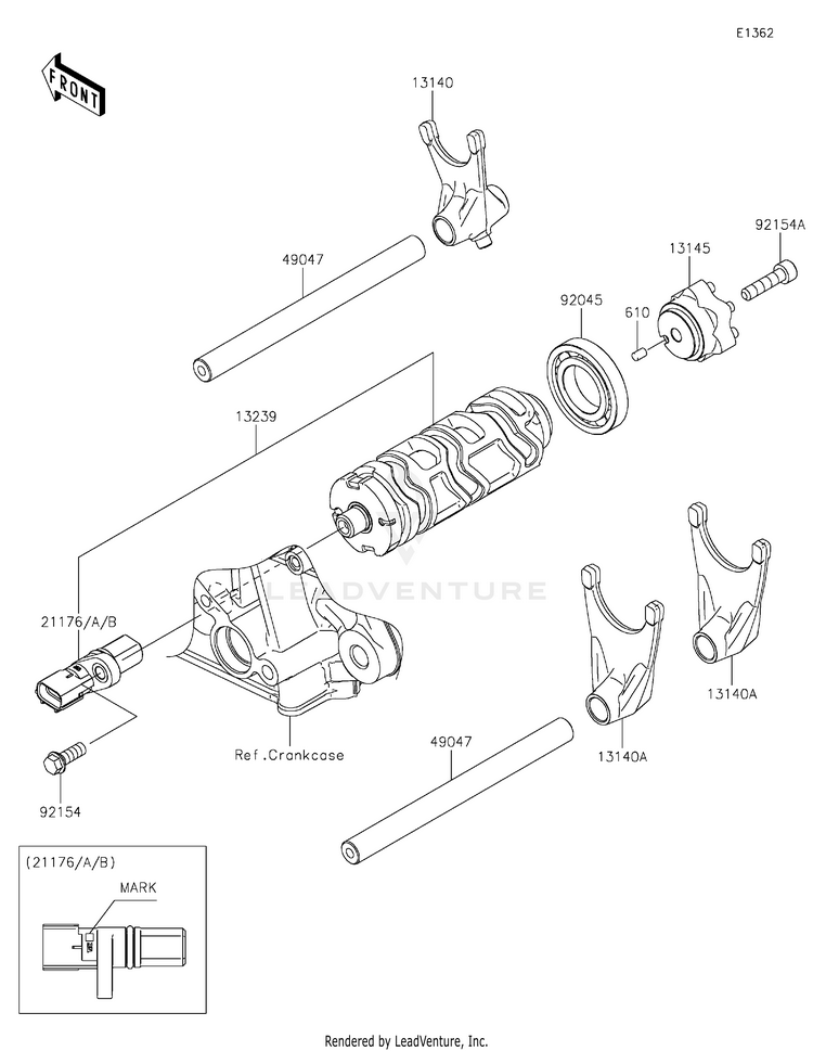 Gear Change Drum/Shift Fork(S) Schematic