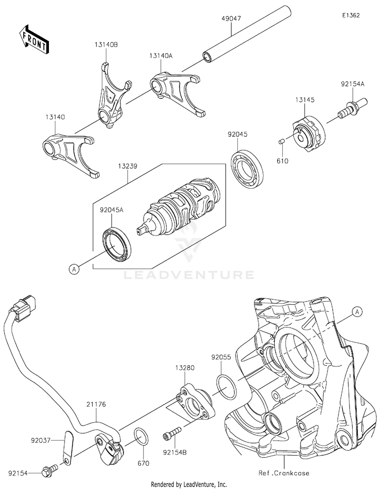 Gear Change Drum/Shift Fork(S) Schematic