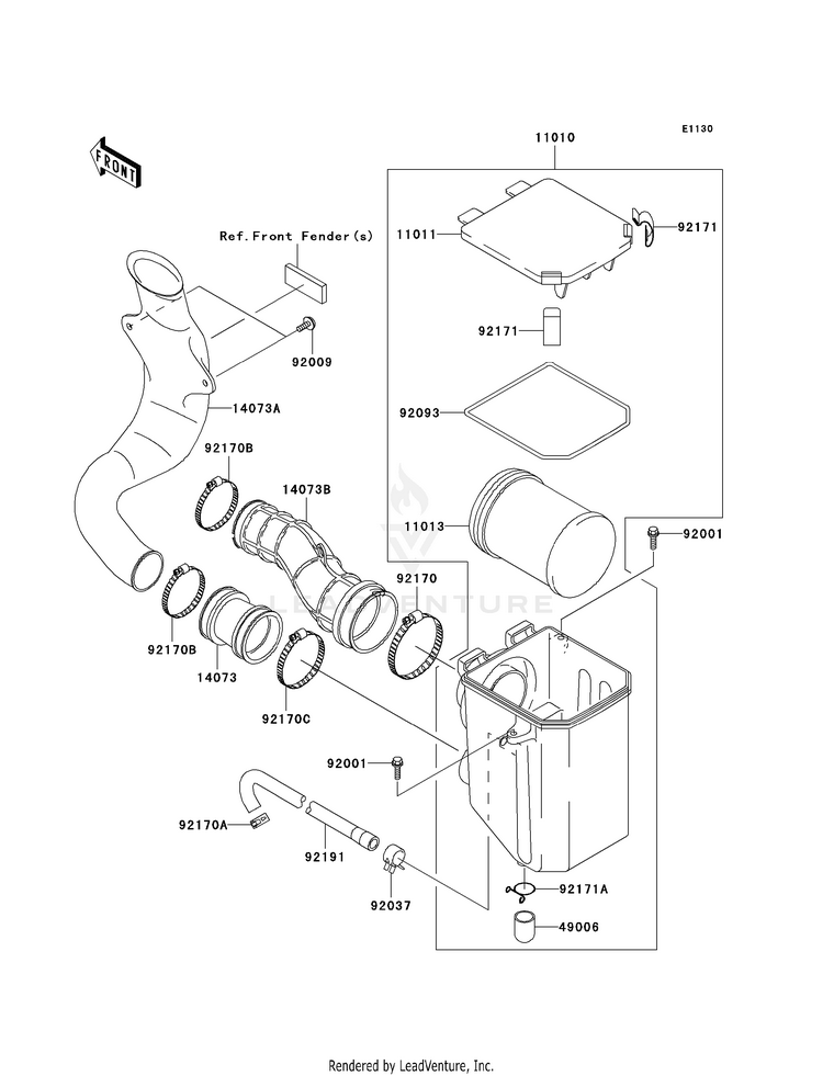 Air Cleaner KVF360AAF Prairie 360 4X4 (2010) Schematic