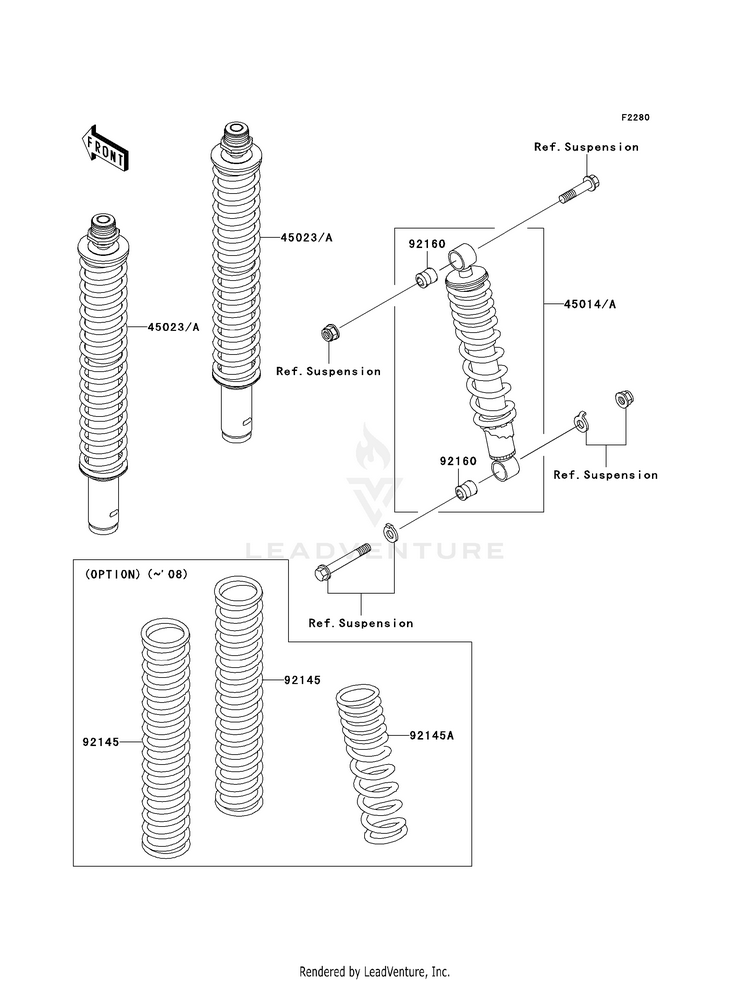Shock Absorber(S) KVF360AAF Prairie 360 4X4 (2010) Schematic