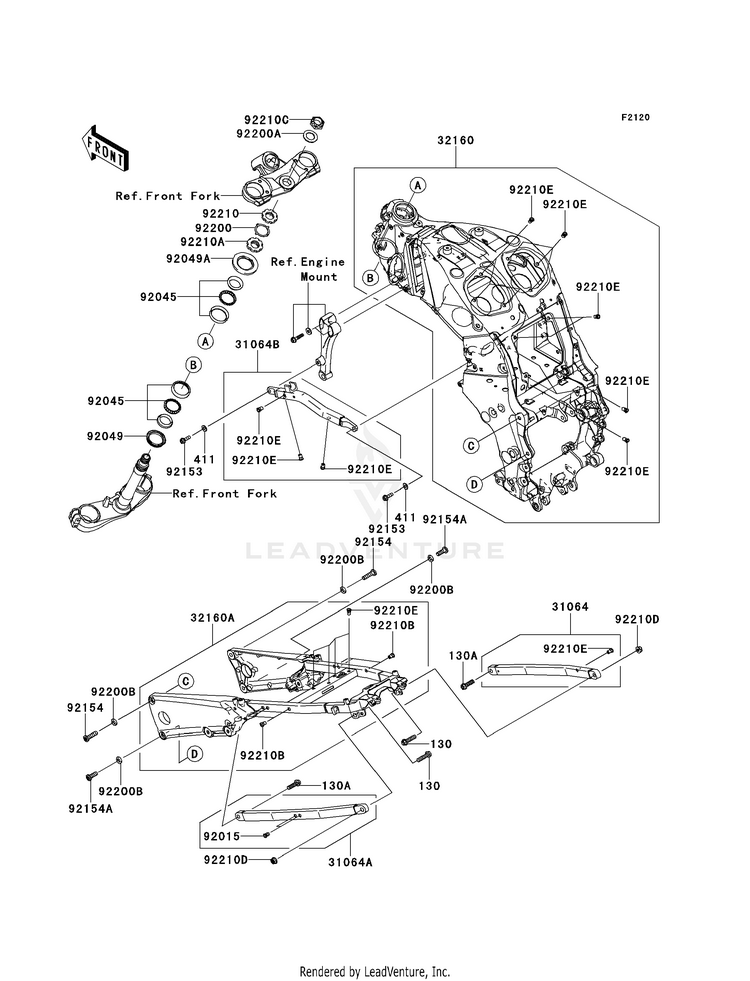Frame ZX1400EDF Ninja ZX-14R (2013) Schematic