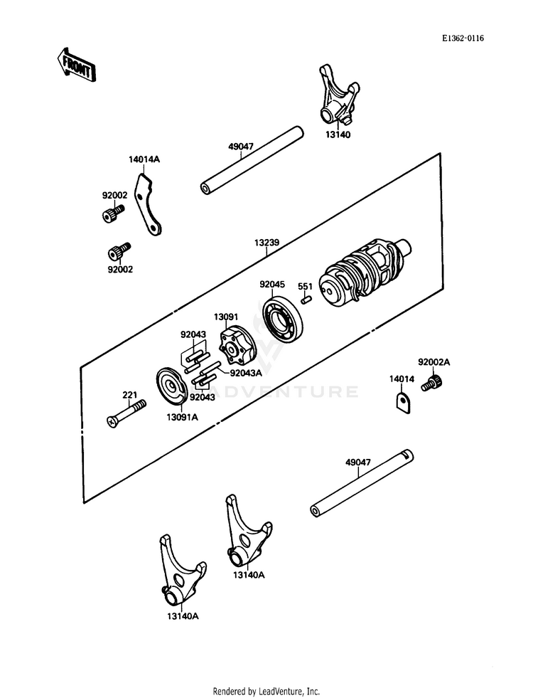 Gear Change Drum/Shift Fork(S) Schematic