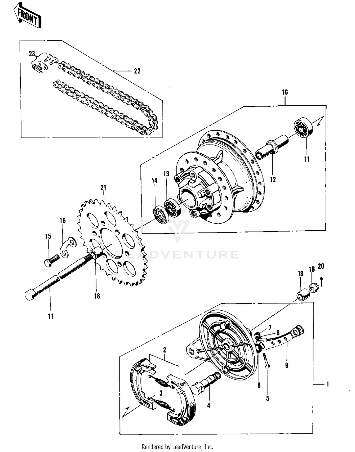 REAR HUB/BRAKE/CHAIN ('71-'72 F8/F8-A)