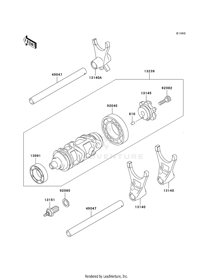 Gear Change Drum/Shift Fork(S) Schematic