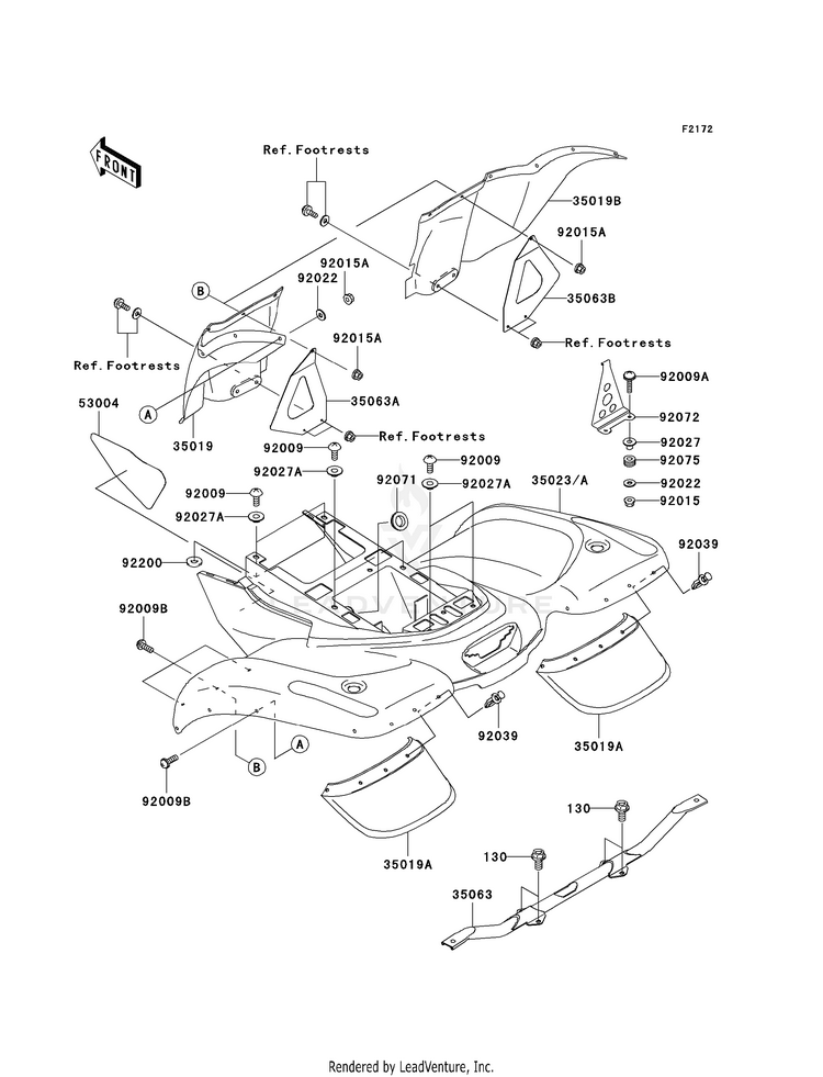 Rear Fender(S) KVF360CAF Prairie 360 4X4 Realtree APG HD (2010) Schematic