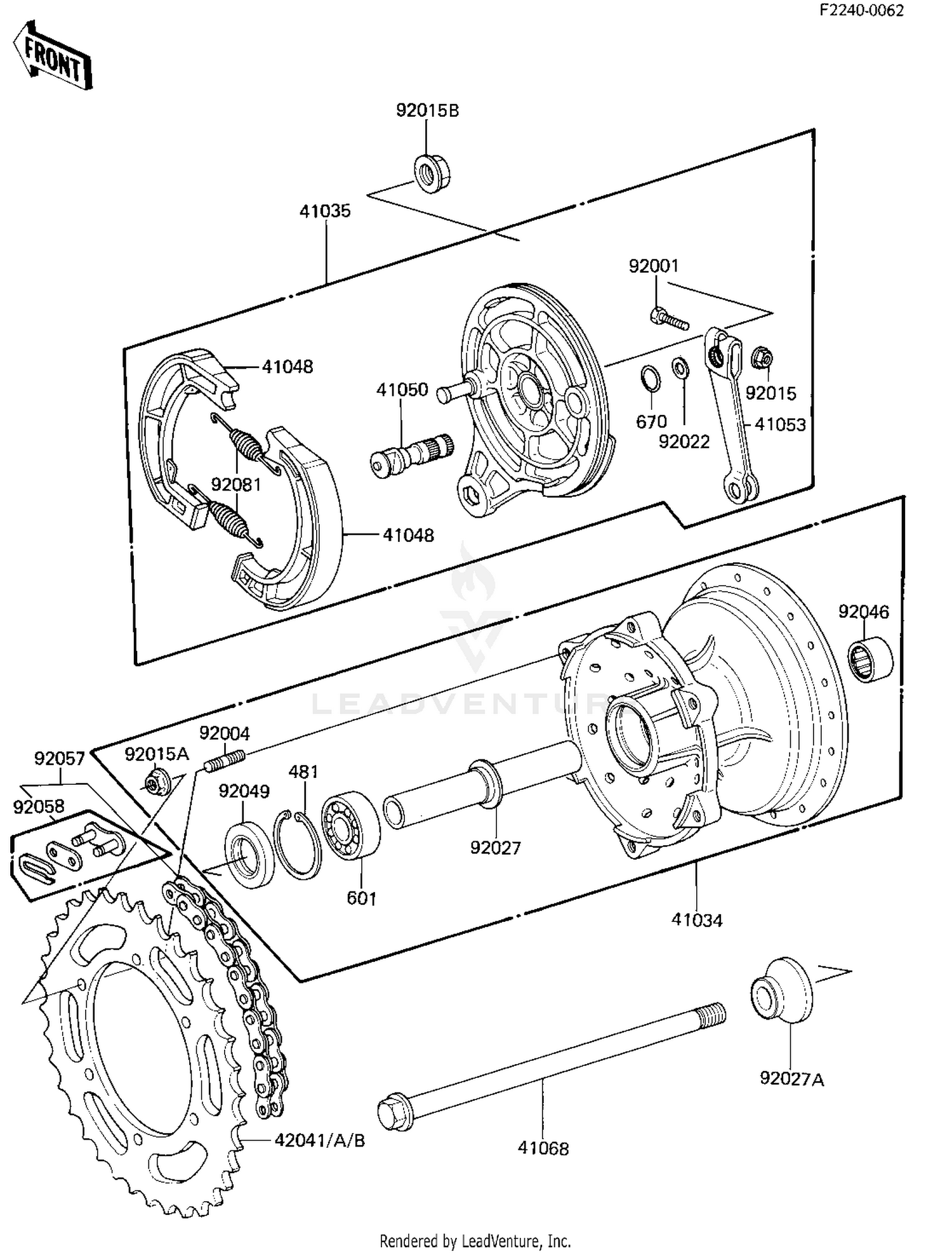REAR HUB/BRAKE/CHAIN ('82 KX80-C2)