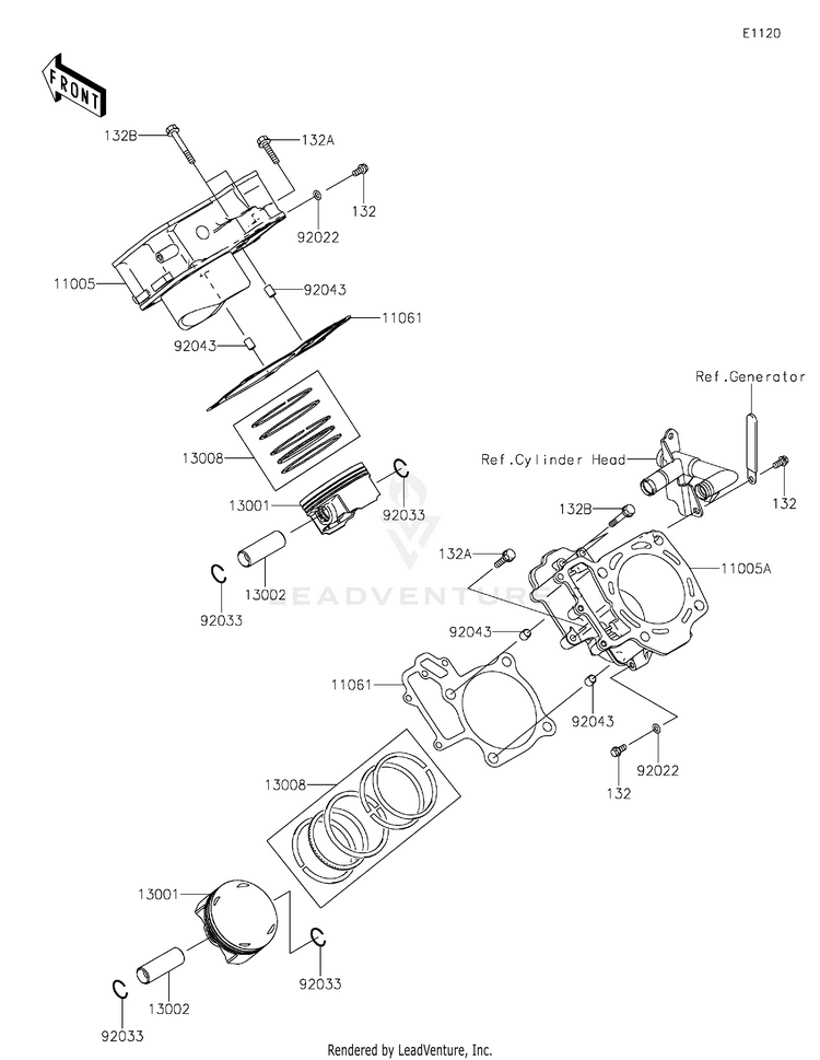 Cylinder/Piston(S) KVF750JLF Brute Force 750 4x4i EPS (2020) Schematic
