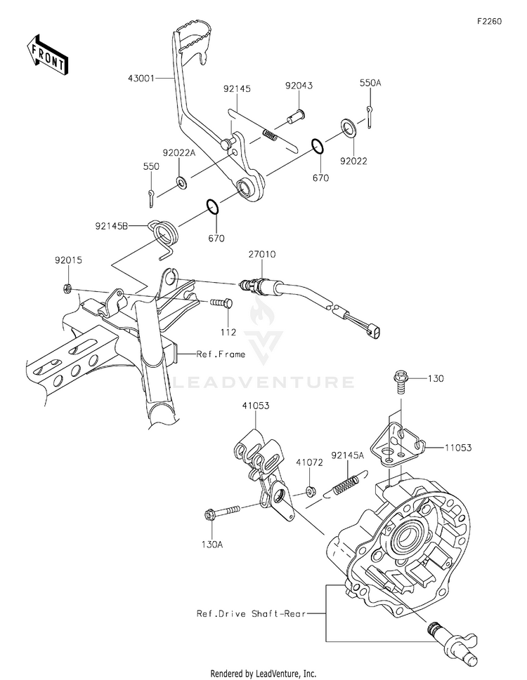 Brake Pedal KVF750HLF Brute Force 750 4x4i EPS Camo (2020) Schematic