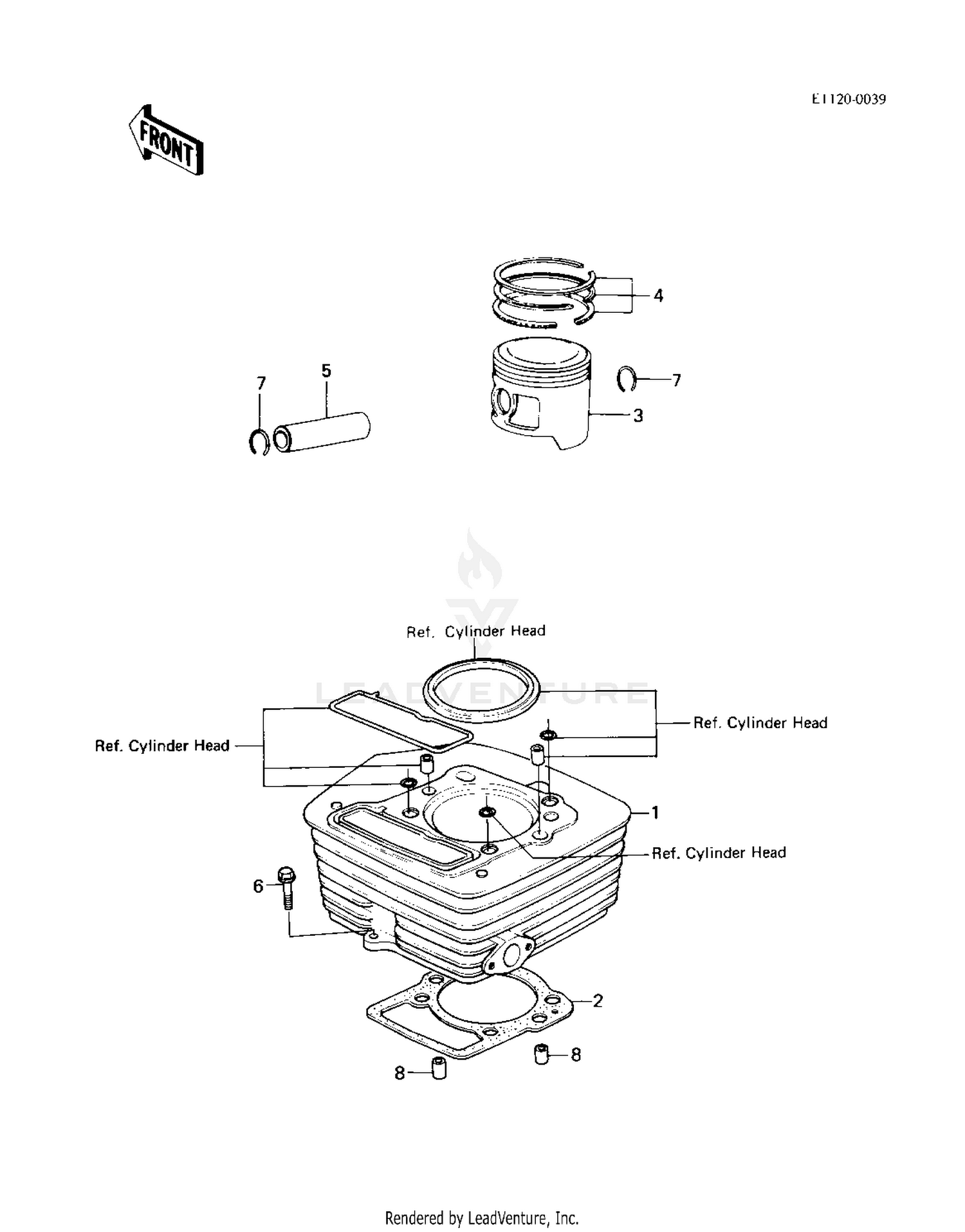 CYLINDER/PISTON ('83 KLT200-C1)