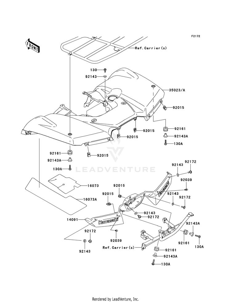 Rear Fender(S) KVF750F8F Brute Force 750 4x4i (2008) Schematic