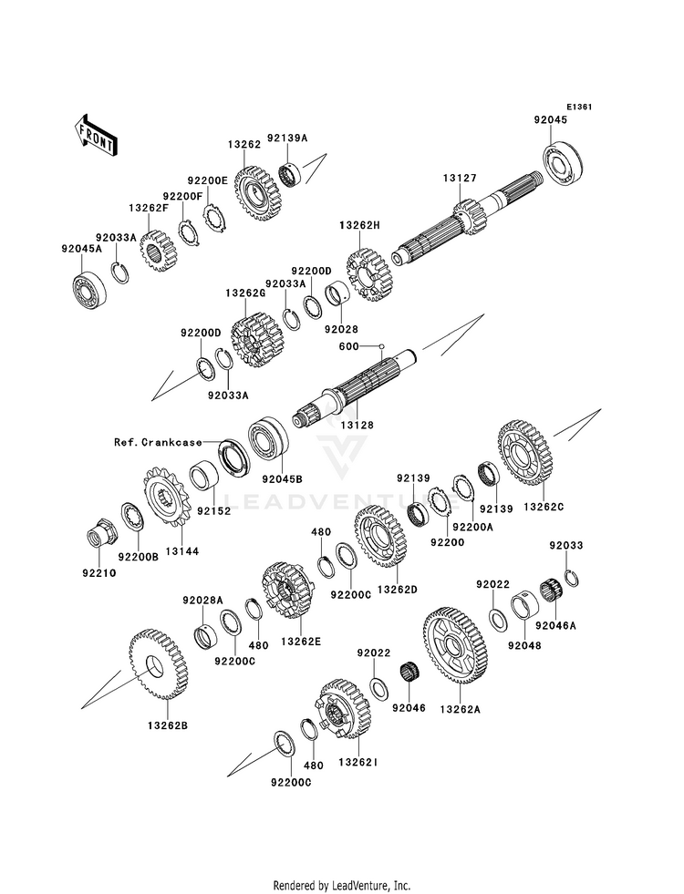 Transmission ZX1400EDF Ninja ZX-14R (2013) Schematic