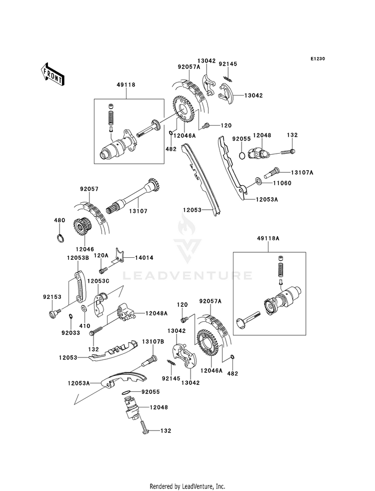 Camshaft(S)/Tensioner KVF750D8F Brute Force 750 4x4i (2008) Schematic