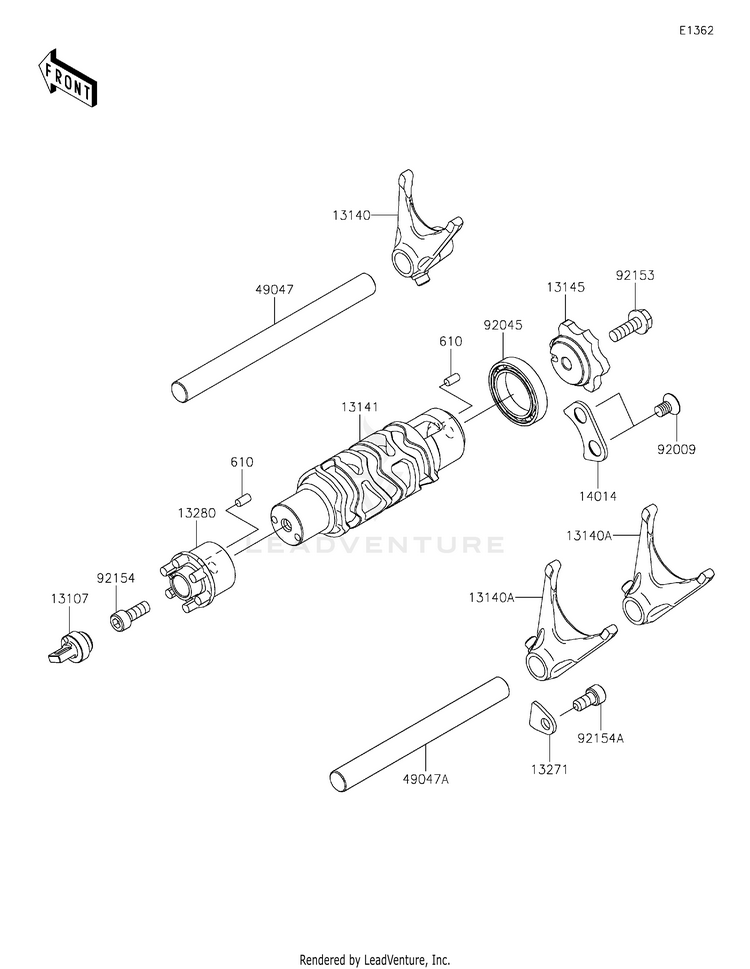 Gear Change Drum/Shift Fork(S) Schematic