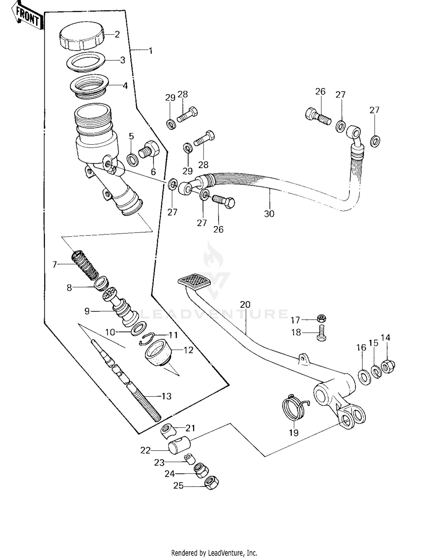 REAR MASTER CYLINDER/BRAKE PEDAL ('78 D1