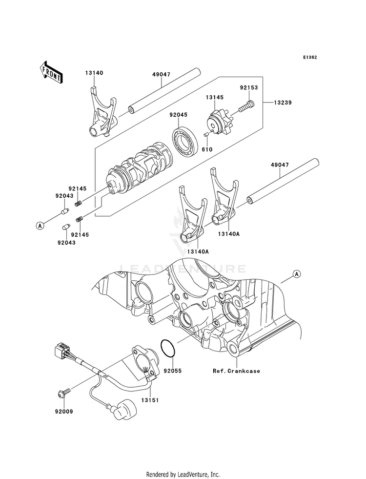 Gear Change Drum/Shift Fork(S) Schematic
