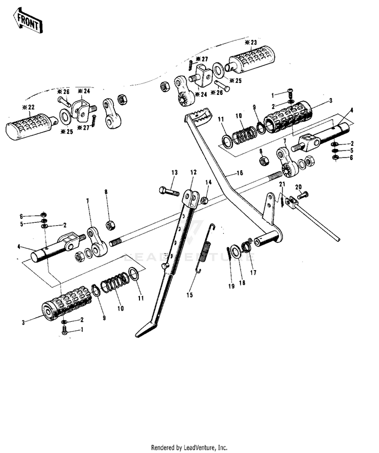 Footrests/Stand/Brake Pedal ('72-'73 F9/ Schematic