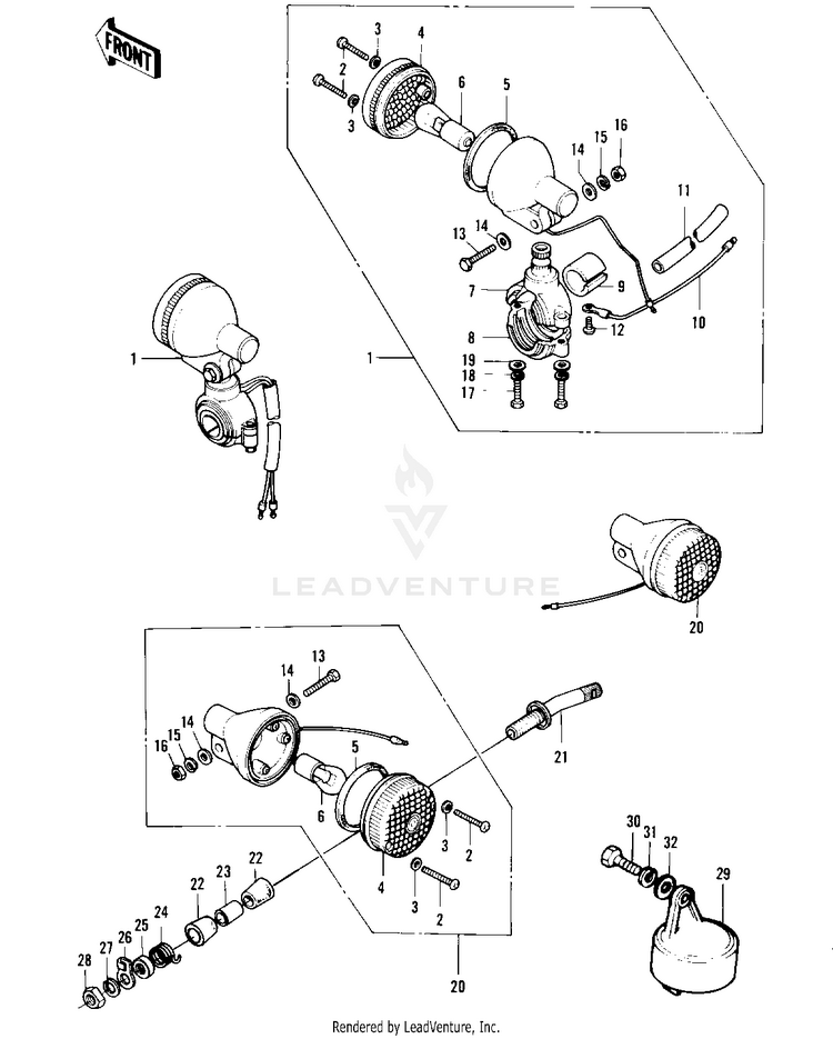 Turn Signals ('74-'75 F9-B/F9-C 350) Schematic
