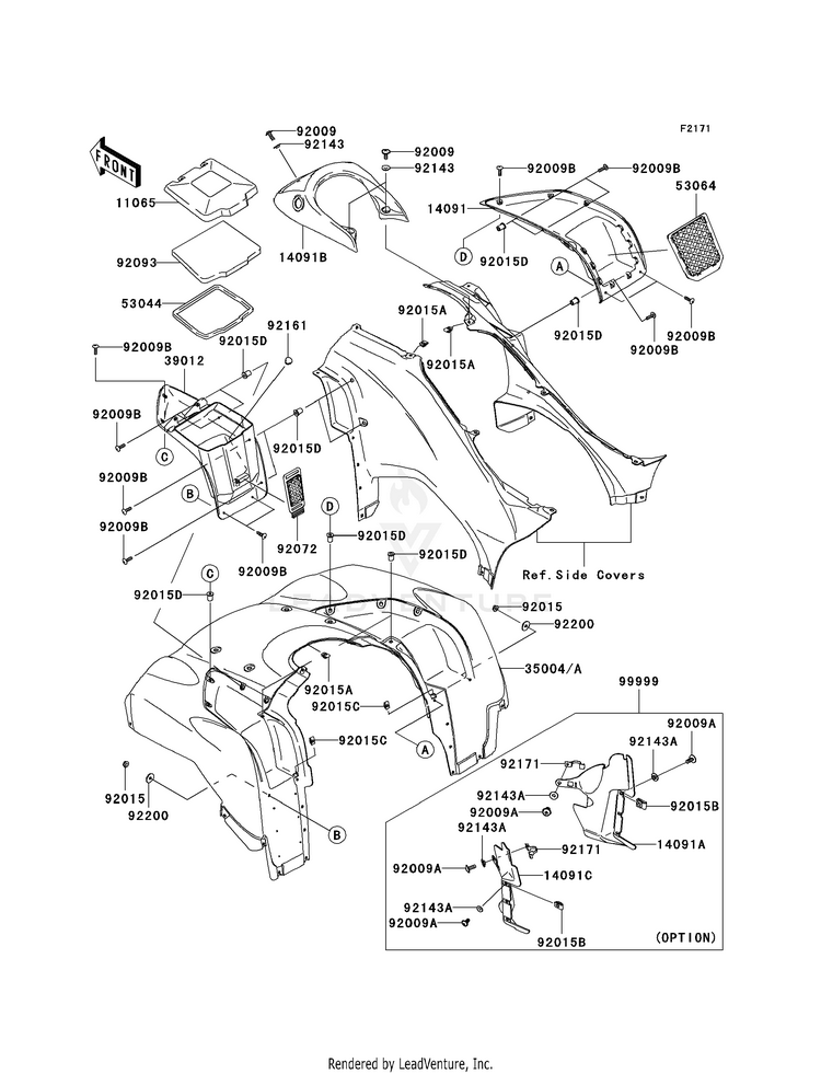 Front Fender(S) KVF750F8F Brute Force 750 4x4i (2008) Schematic