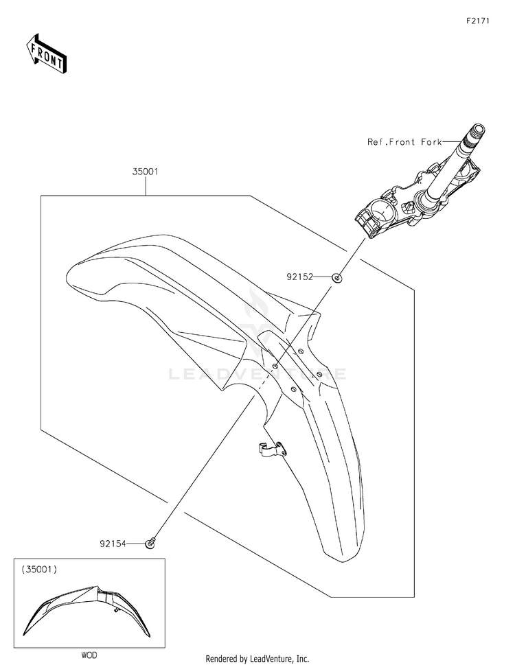 Front Fender(S) KL650HNFAL KLR650 Adventure (2022) Schematic
