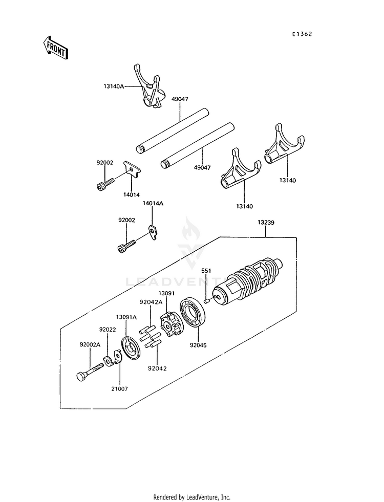 Gear Change Drum/Shift Fork(S) Schematic