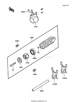 Gear Change Drum/shift Fork(s) Schematic