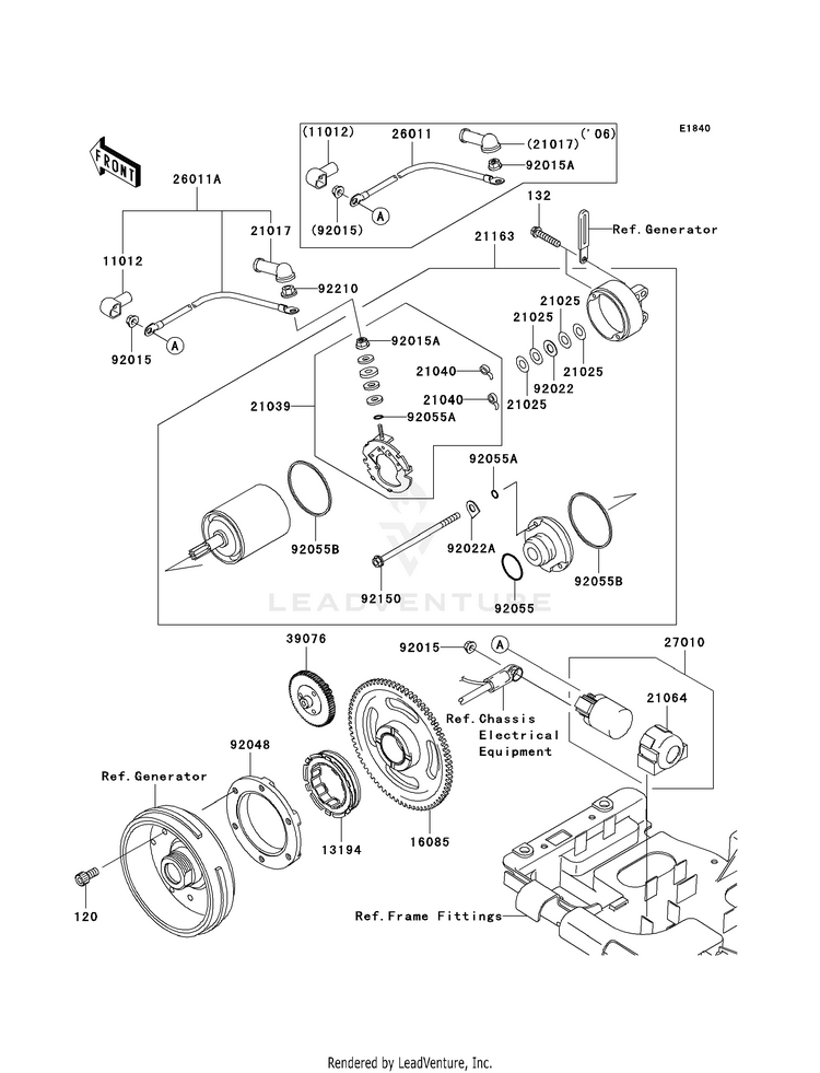 Starter Motor (G6f-G8f) KVF650G8F Brute Force 650 4x4i Hardwoods Green HD (2008) Schematic