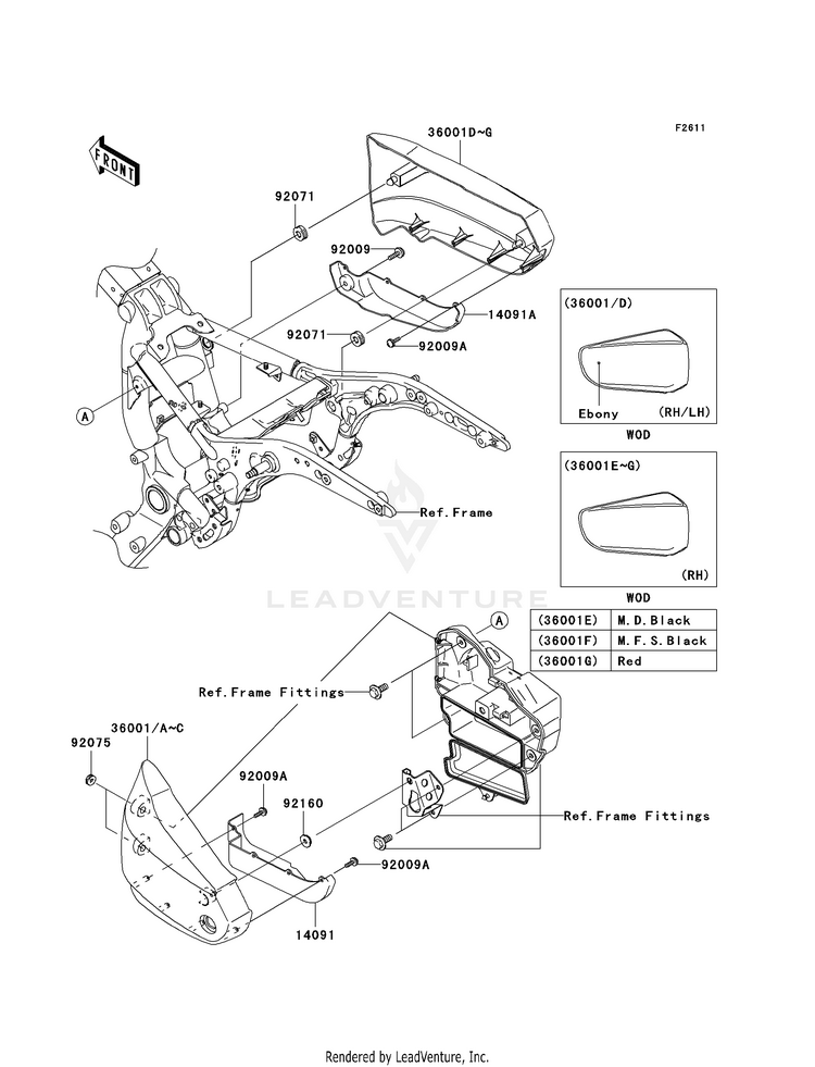 Side Covers VN1600B8F Vulcan 1600 Mean Streak (2008) Schematic