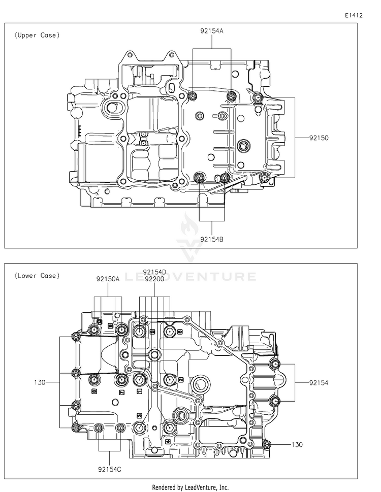 Crankcase Bolt Pattern EX400GPFBL Ninja 400 ABS (2023) Schematic