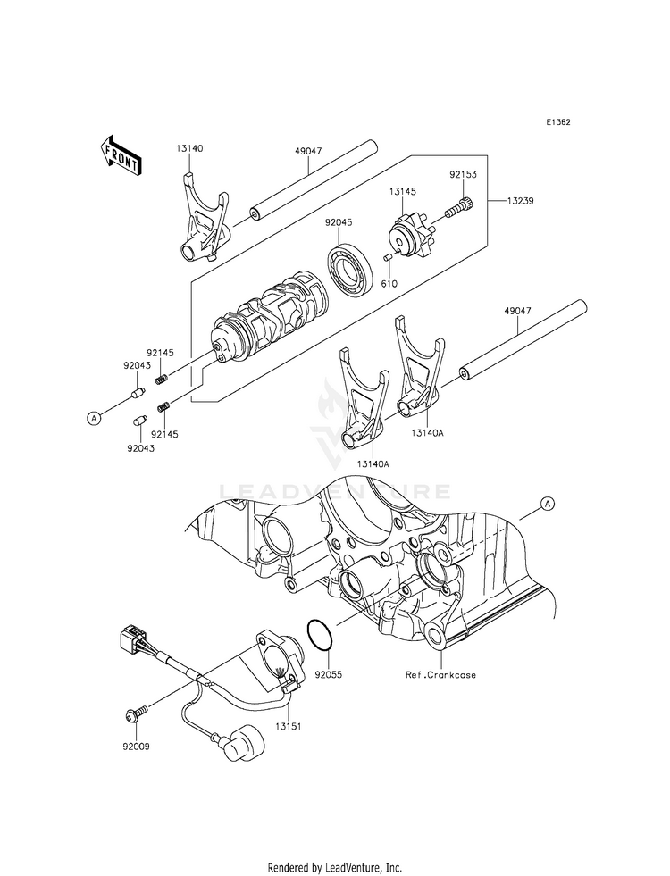 Gear Change Drum/Shift Fork(S) Schematic