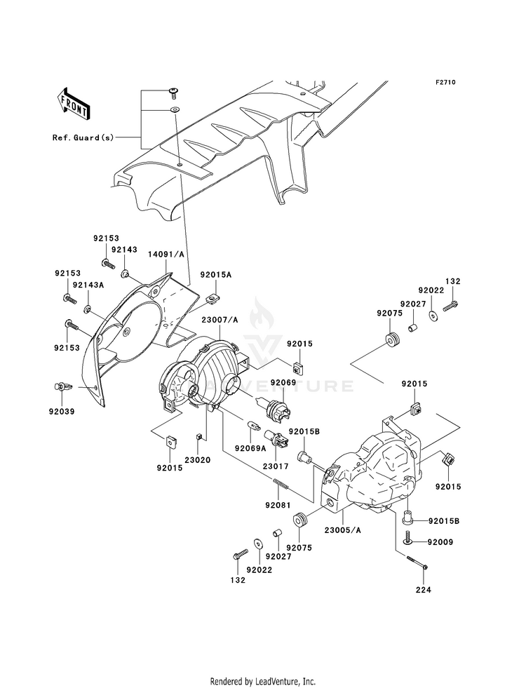 Headlight(S) KVF750A7F Brute Force 750 4x4i (2007) Schematic