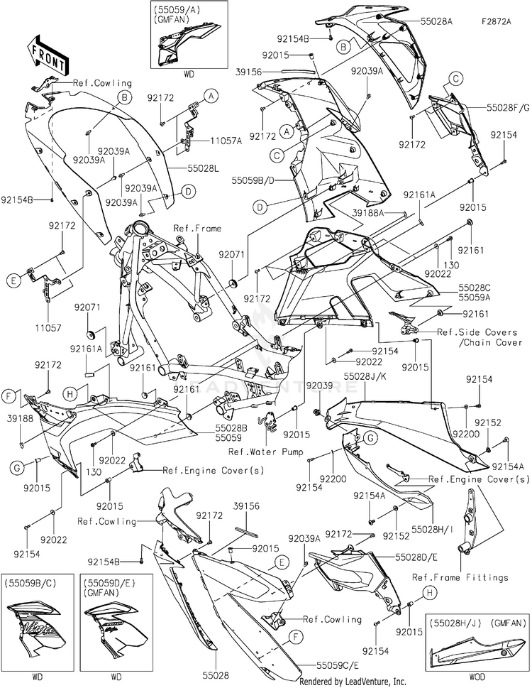 Cowling Lowers(Gmfan/Gmfal) 2 EX400GMFAL Ninja 400 ABS (2021) Schematic
