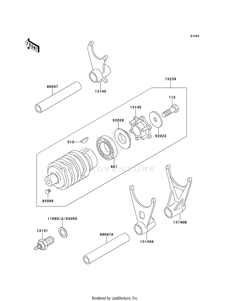 Gear Change Drum/Shift Fork(S) Schematic