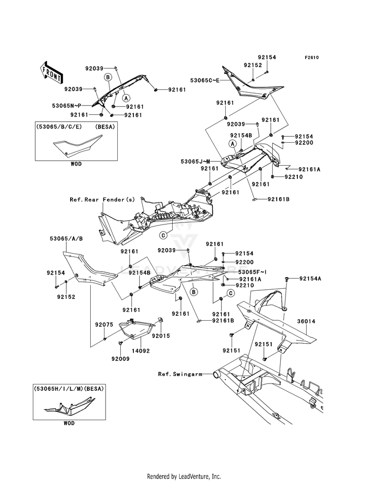 Side Covers/Chain Cover EX300BES Ninja 300 ABS (2014) Schematic