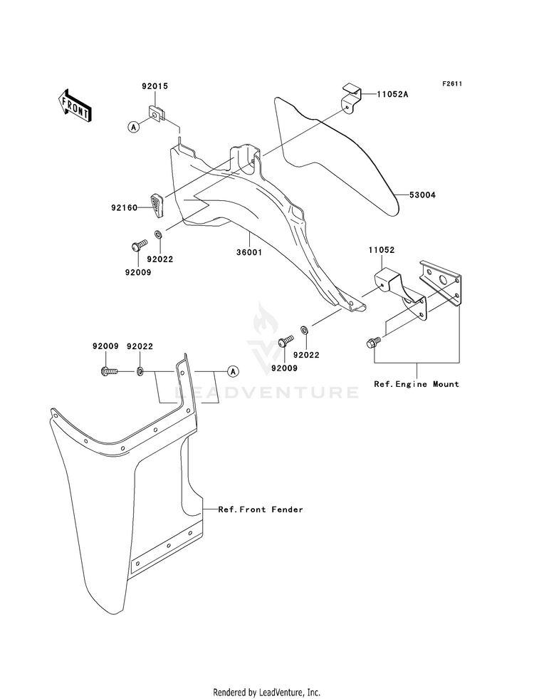 Side Covers KVF360CAF Prairie 360 4X4 Realtree APG HD (2010) Schematic