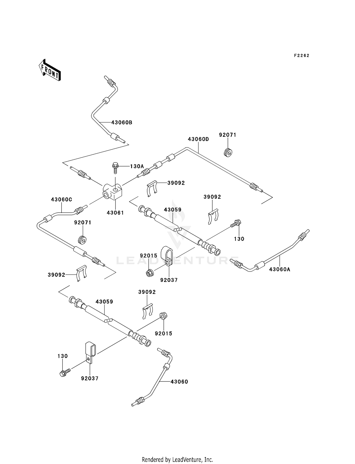 43060-1113 PIPE-BRAKE MIDDLE RH